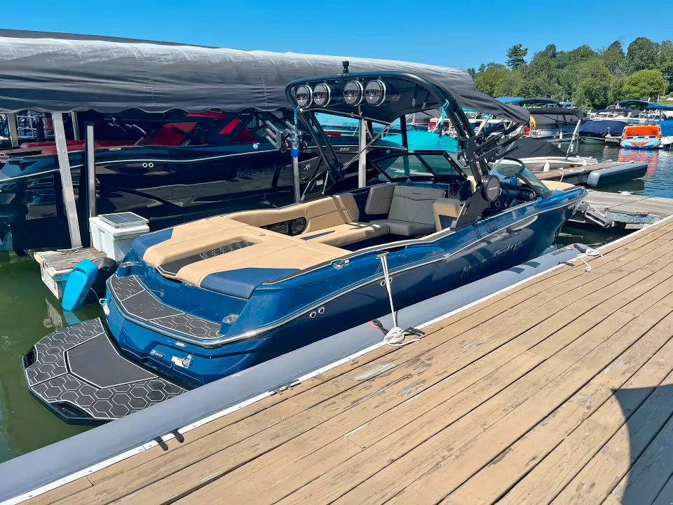 Navy 2026 MasterCraft NXT23 Sapphire edition on Candlewood Lake