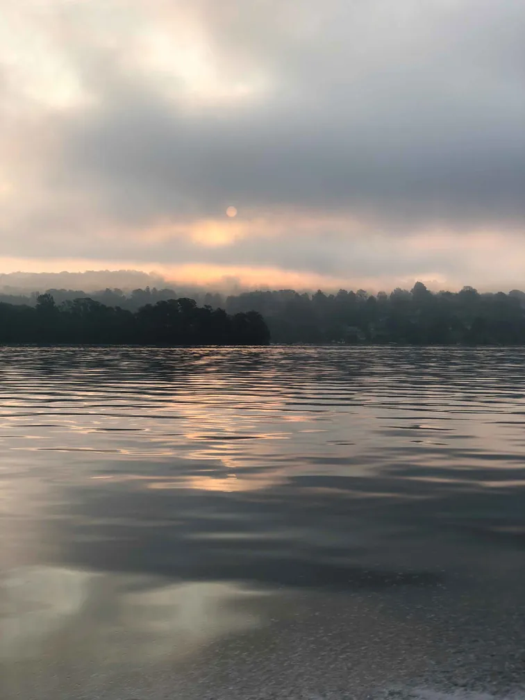 Summer sunset over a quiet cove on Candlewood Lake
